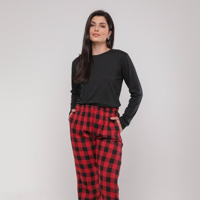 Pijama Conjunto Feminino Flanela Inverno Quentinho