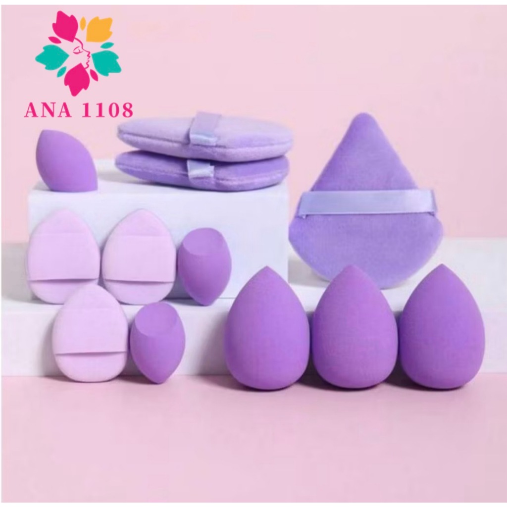 ANA 1108 KIT 12 Esponja Para Maquiagem/Esponja de Rosto Facial Maquiagem Base e Corretivo/COM Bolsa · foto 2