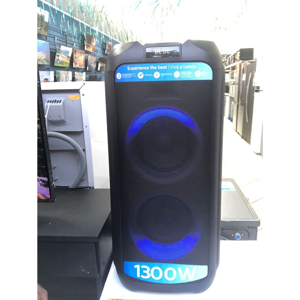 Caixa de som 1000 W Philips GRANDE 72 cm Potente portatil Rádio fm am Bluetooth Microfone Leds (RGB) ecopower Hifi 2.0