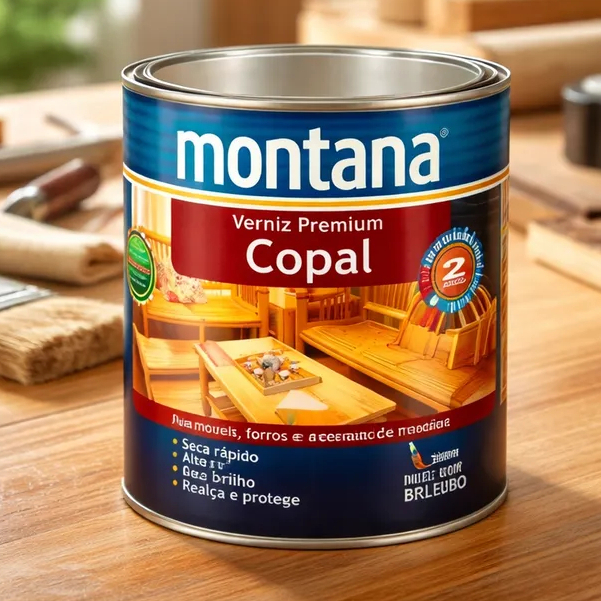 Verniz Premium Copal Incolor Brilhante Interior 900ml e 3,6l Montana Madeira