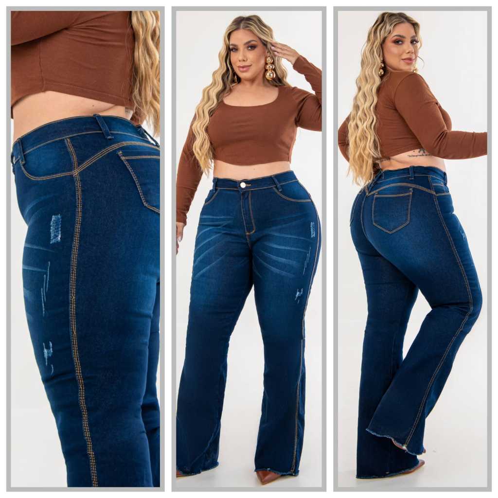 FLARE CALÇA Plus Size Feminina Tamanho Grande Moda Premium Alta Qualidade Suspensório