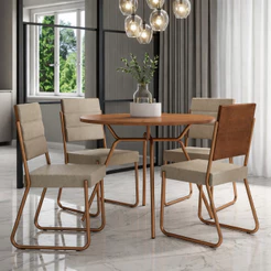 Conjunto Sala de Jantar 4 Cadeiras San Francisco Carraro Rosê