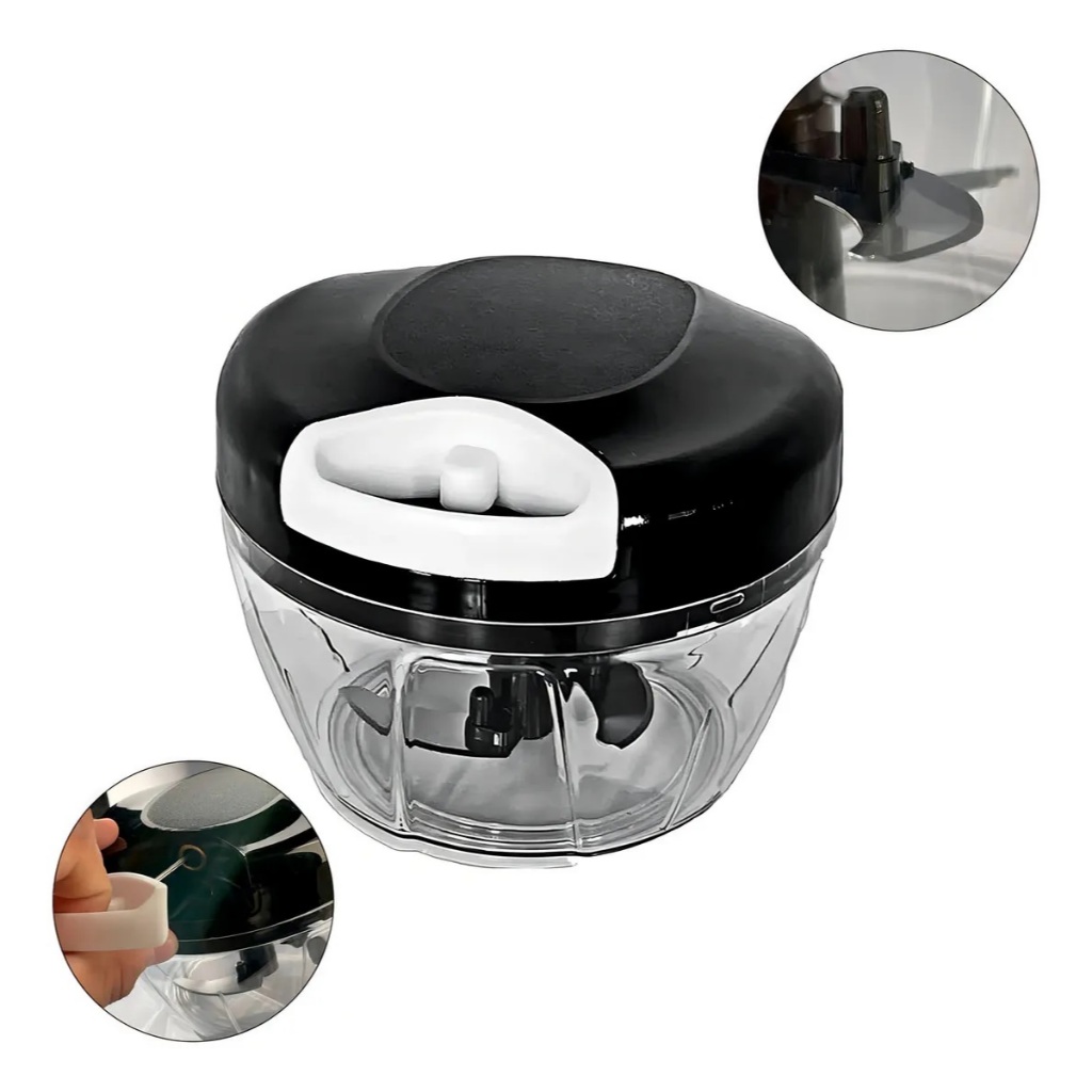 Processador de Alimentos Premium Manual 3 Lâminas Inox, Cordinha, TRITURADOR PICADOR CORDA PIAO LEGUMES CEBOLA