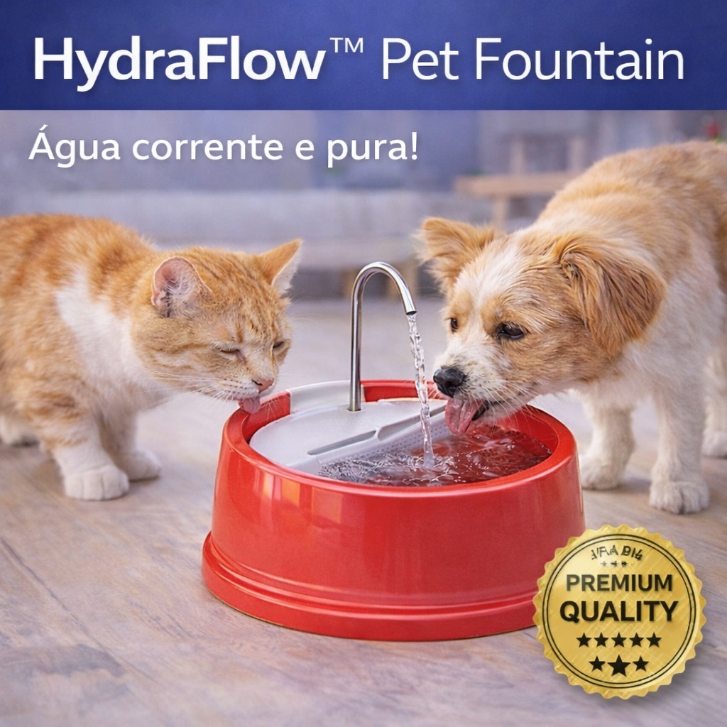HydraFlow™ Pet Fountain Fonte Automática para Cães e Gatos  Bivolt | Bebedouro Água Corrente Pura  com Filtro Silencioso