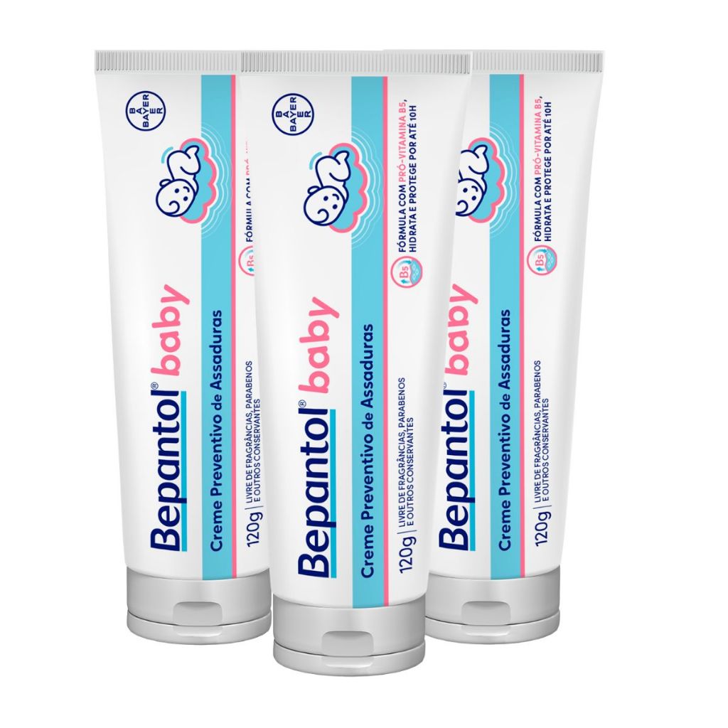 Kit com 3 Cremes Pomada de Assadura 120gr Cada - Bepantol