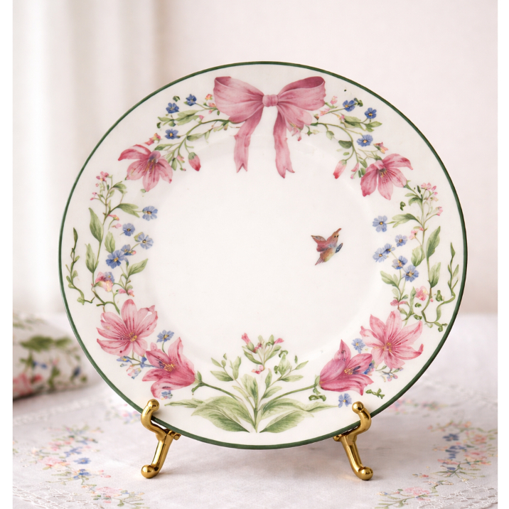 Prato de Jantar Raso Cerâmica Alleanza Belle Bouquet 29cm – Mesa Posta Rosé Elegância Romântica