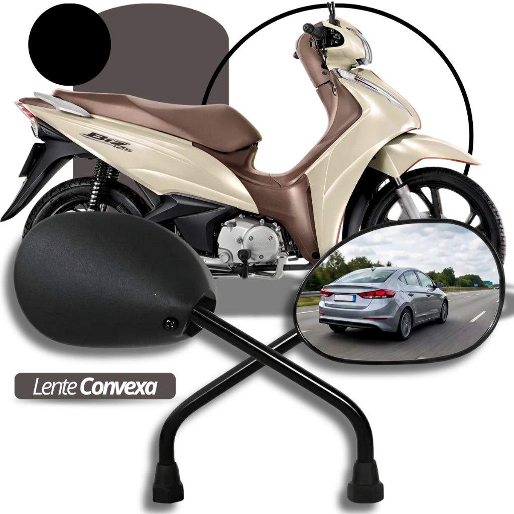 Retrovisor Espelho Fixo Par Lente Convexa Honda Biz Pop 125 110 100 110i Bros 150 160 Mod. Original