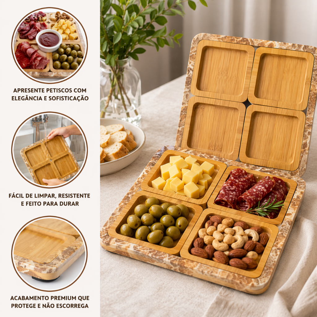 Kit 4 Petisqueiras Quadradas De Madeira Para Servir Aperitivos Amendoim Queijo Achadinhos