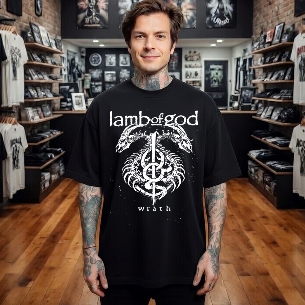 Camiseta Unisex Banda Lamb Of God Omens vintage,   streetwear 100% algodão premium