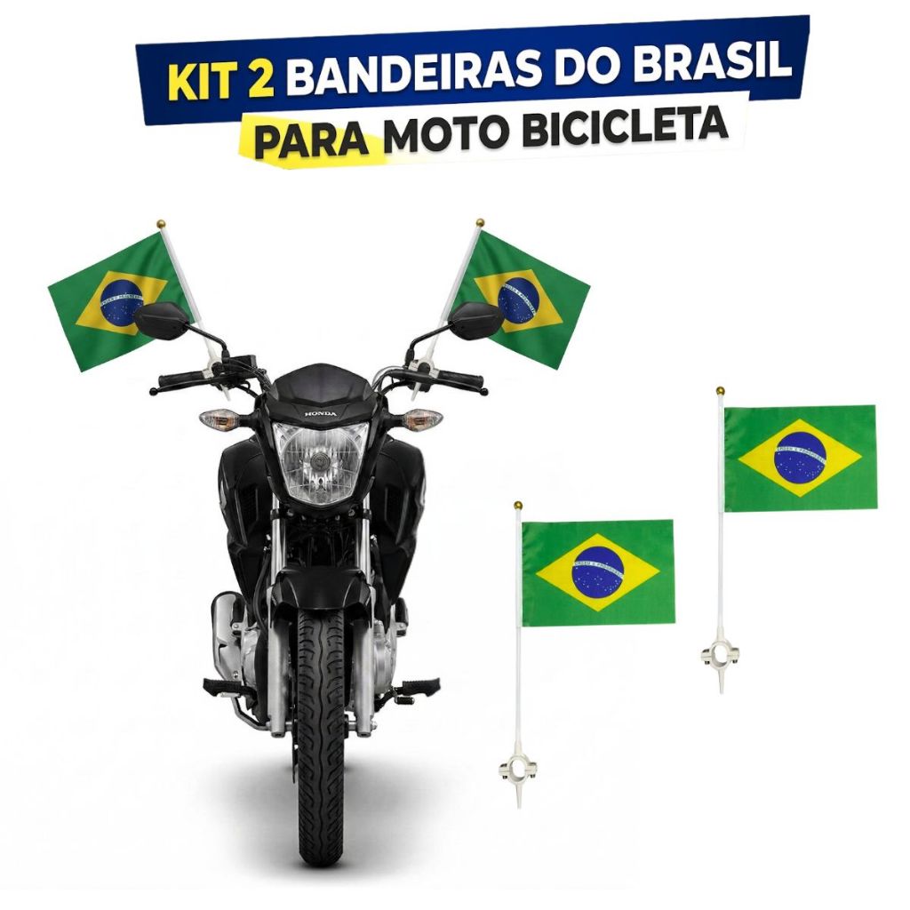 Kit 2 Bandeiras Do Brasil Para Moto Bicicleta Copa Do Mundo 2026