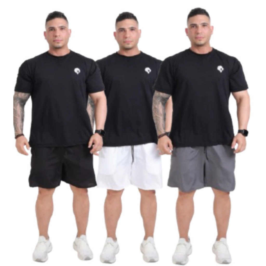 Kit 3 Bermuda Masculino Dry Fit Com Elástico | Academia Treino Corrida Short Esporte - Lions