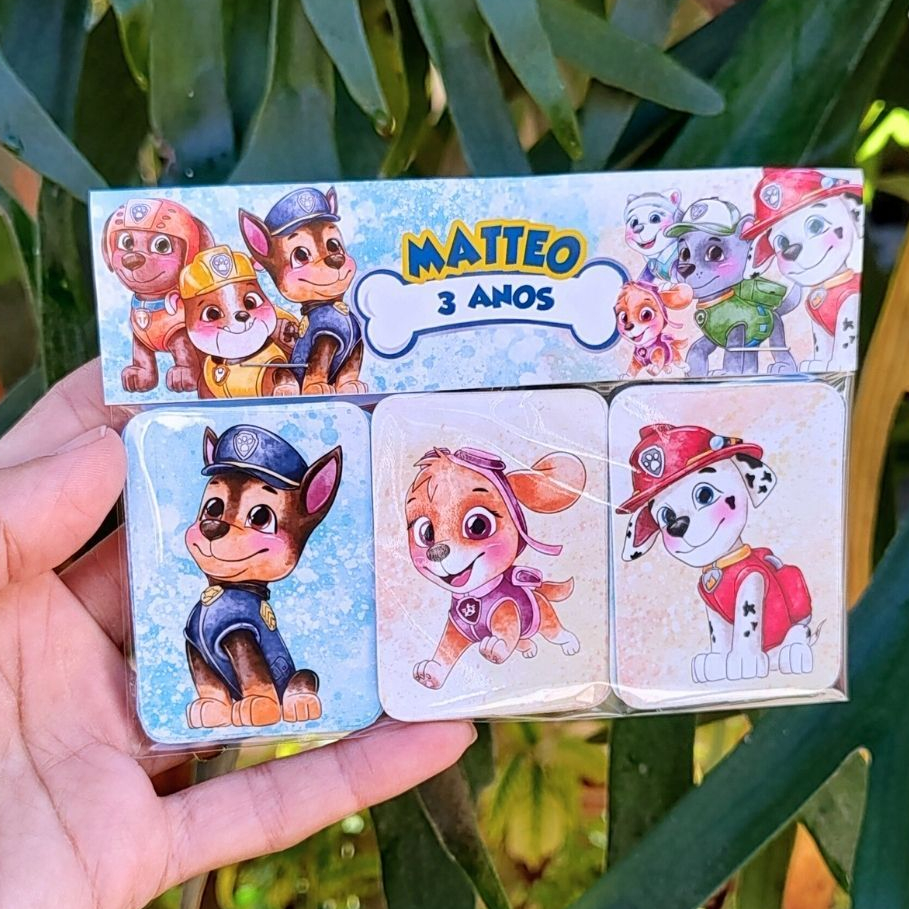 Jogo da Memória Patrulha Canina Aquarela Personalizado Lembrancinhas Festa Infantil Aniversário