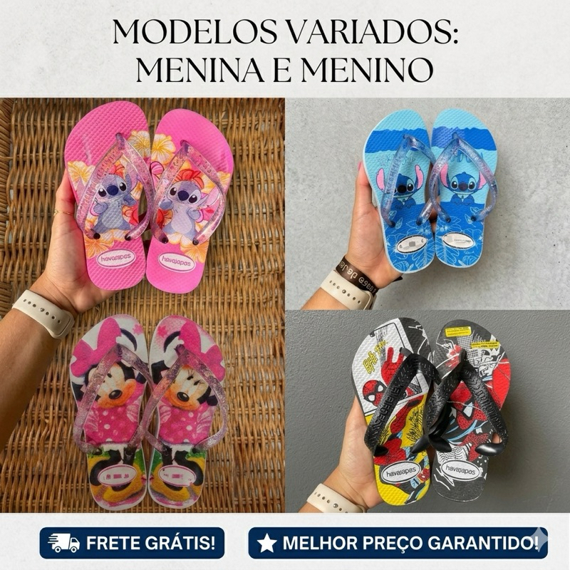 Chinelo Infantil Menina 🩴💖 Estampa Fofa Antiderrapante Leve Macio Confortável Verão em Oferta na Shopee