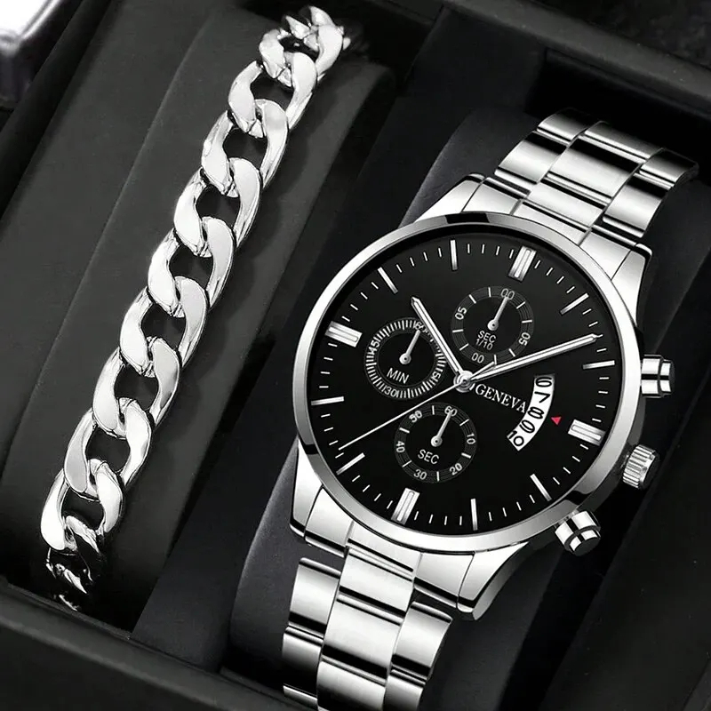 Moda masculina relógio de luxo calendário quartzo relógio de pulso relógios de negócios homem relógio masculino pulseira