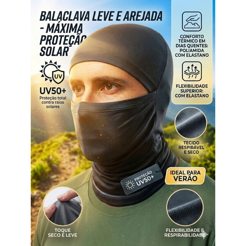 Touca Balaclava Articulada Com Proteção UV50+ Unissex Touca Ninja Proteção Solar