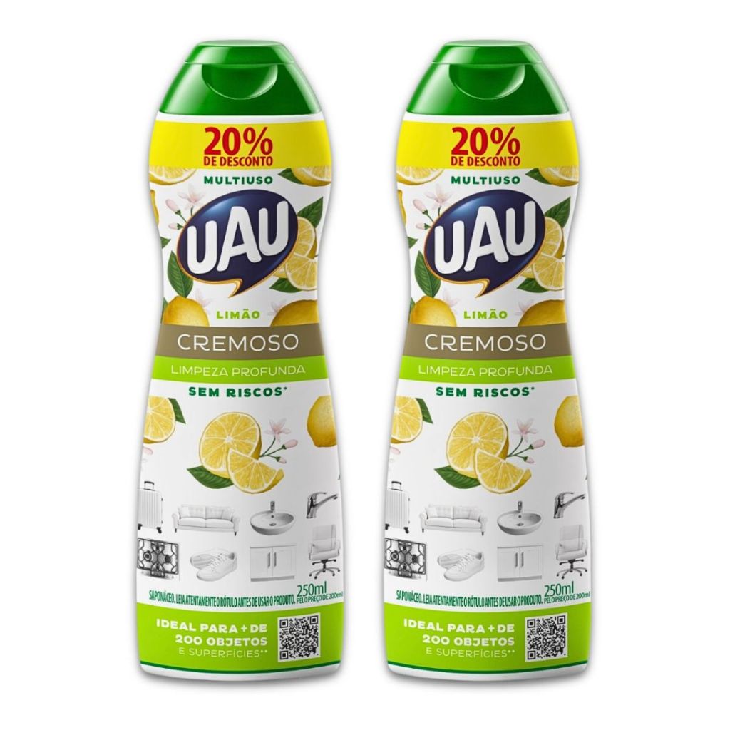 Kit 2un Saponáceo Cremoso UAU Limão 250ml Promo