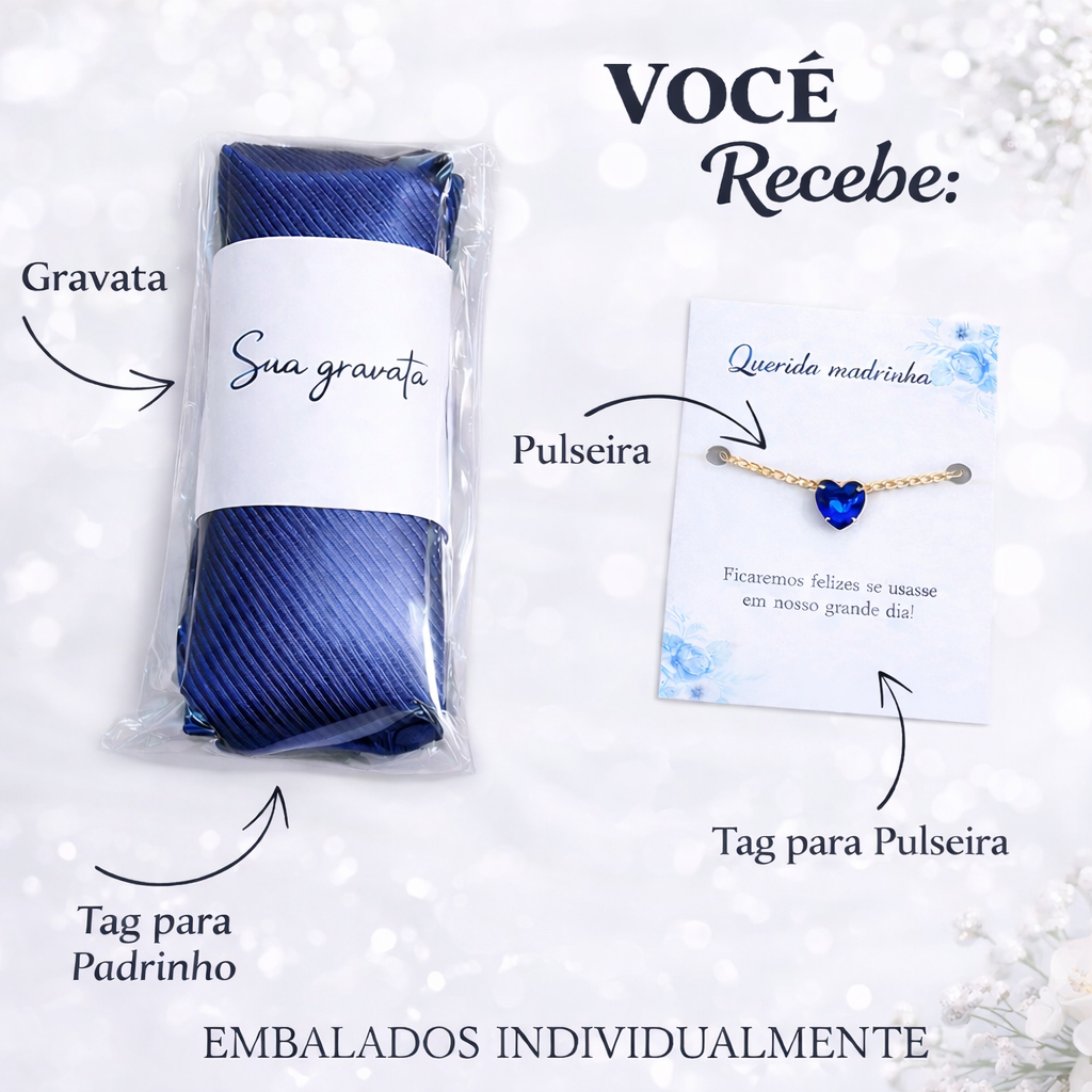 Kit com 6 gravatas semi slim e 6 pulseiras folheada a ouro (pronta entrega)