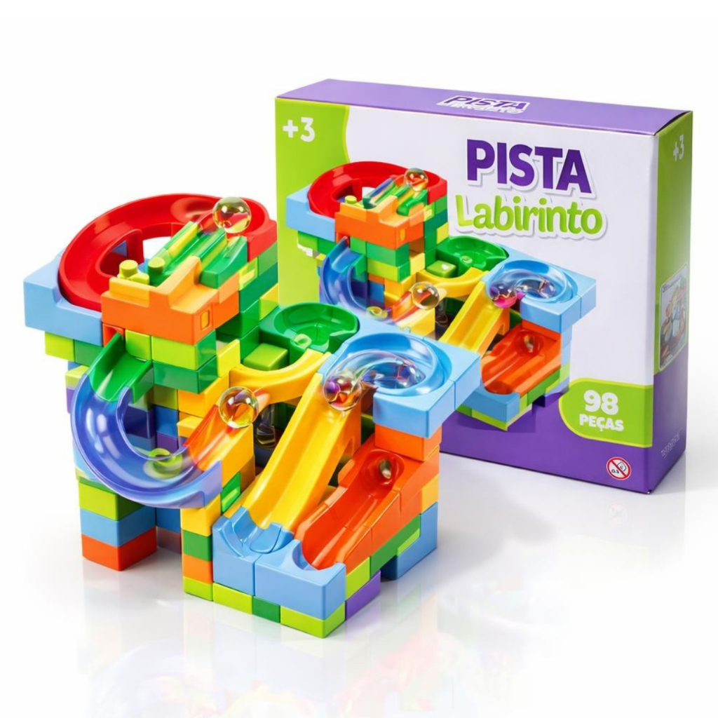 Pista De Bolinhas Labirinto 98 Peças Brinquedo Educativo Infantil Criança +3 Cri