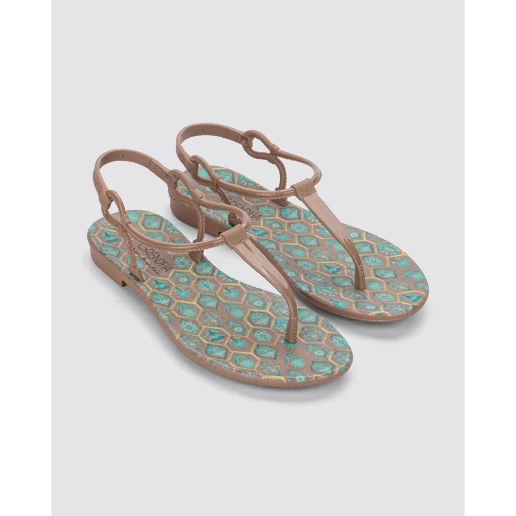 Sandália Feminina Grendha Intensa Marrom Mocca Verde