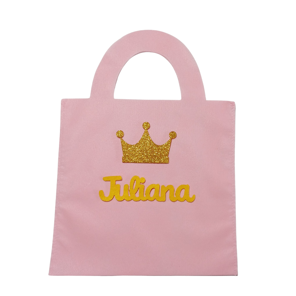 Sacolinhas Personalizadas TNT com nome criança Princesas lembrancinhas de festa de aniversario 22cmX22cm
