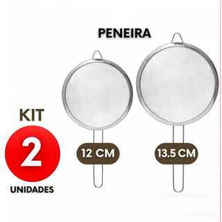 peneira inox, kit com 2 peneira cozinha, peneira fina, coador inox, peneira com cabo, Peneira de Cozinha Inox