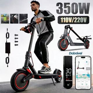 Patinete Elétrico Dobrável 350W | 3 Velocidades Ajustáveis | Amortecimento Reforçado | Suporta até 100KG