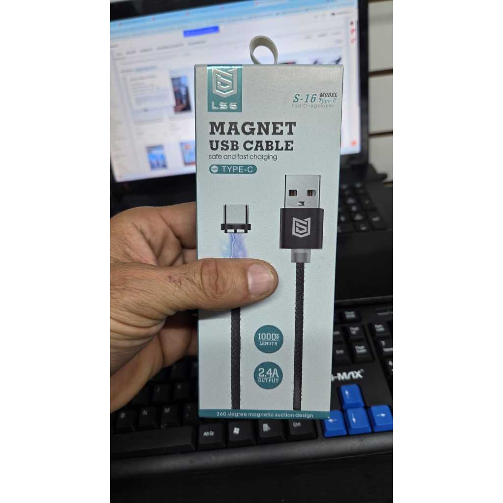 Cabo Usb magnetico tipo C com com imã, carrega sem tirar o usb do celular