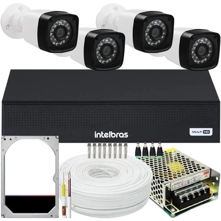 Kit Cftv 4 Câmeras Segurança Full Hd 1080p Dvr Mhdx Intelbras Full hd