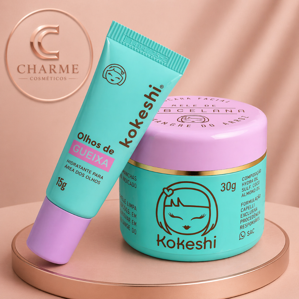 Kit Pele Porcelana 30gr + Òlhos de Gueixa 15gr - Kokeshi Profissional