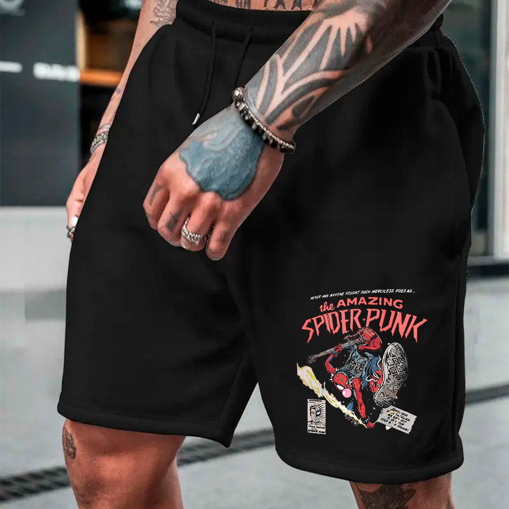 Short Masculino Bermuda Moletinho Estampada Spiderman Homem Aranha Punk Treino Confortavel Pijama