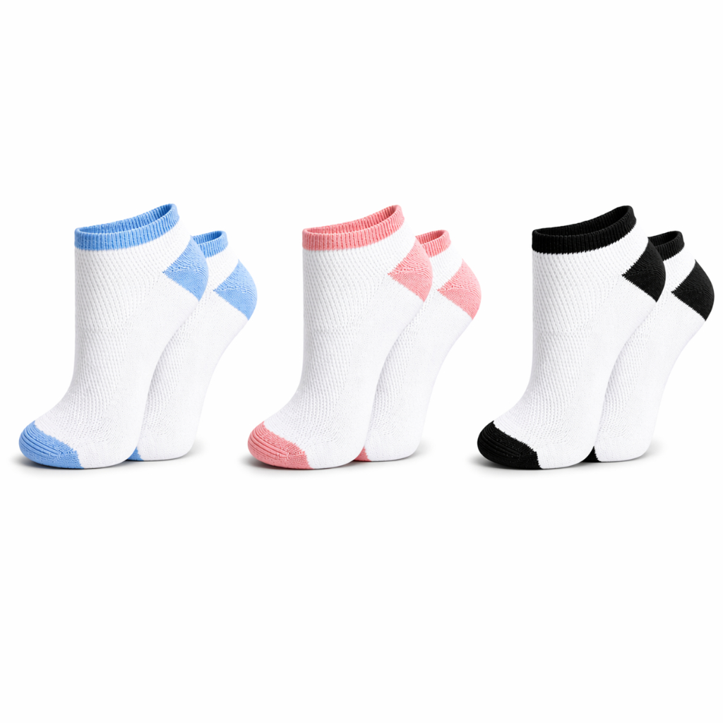 Kit 3 Pares Meia Feminina Soquete Cano Curto Respirável Colorida Casual Dia a Dia e Academia