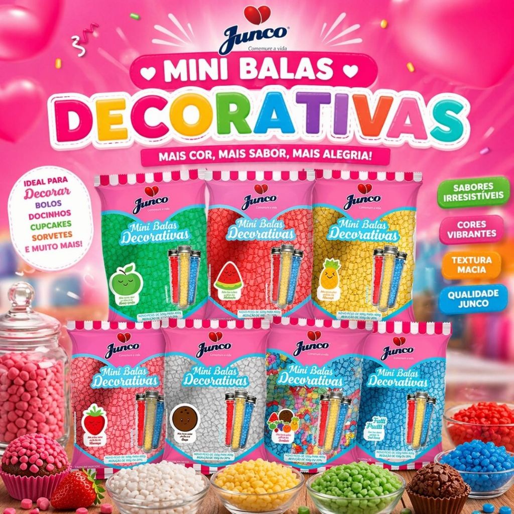 Mini Bala De Coco 400g Sabores Sortidos Festa Doces Junco Para Tubetes Latinhas Lembrancinhas