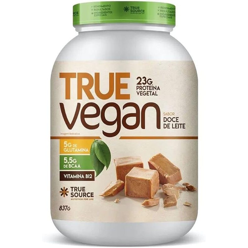 True Source True Vegan Proteína Vegetal - 837G Doce De Leite