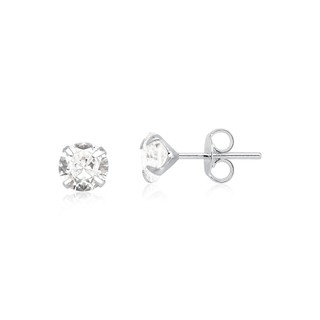 Brinco ponto de luz prata 925 zirconia redondo 6mm