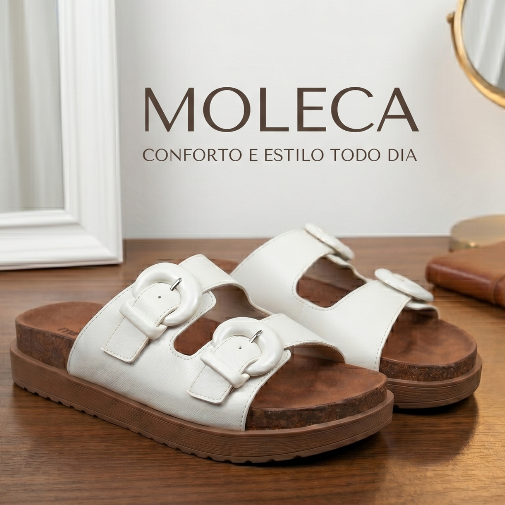 Sandália Papete Feminina Moleca Estilo Birken Confortável Antiderrapante Casual