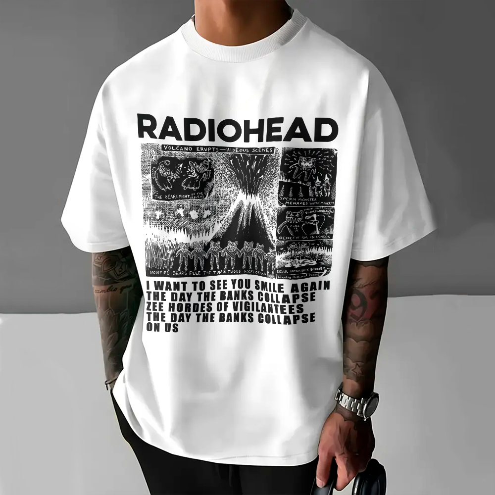 Camiseta Básica e OVERSIZED Radiohead Hail To The Thief Álbum Art Rock -Darknezz