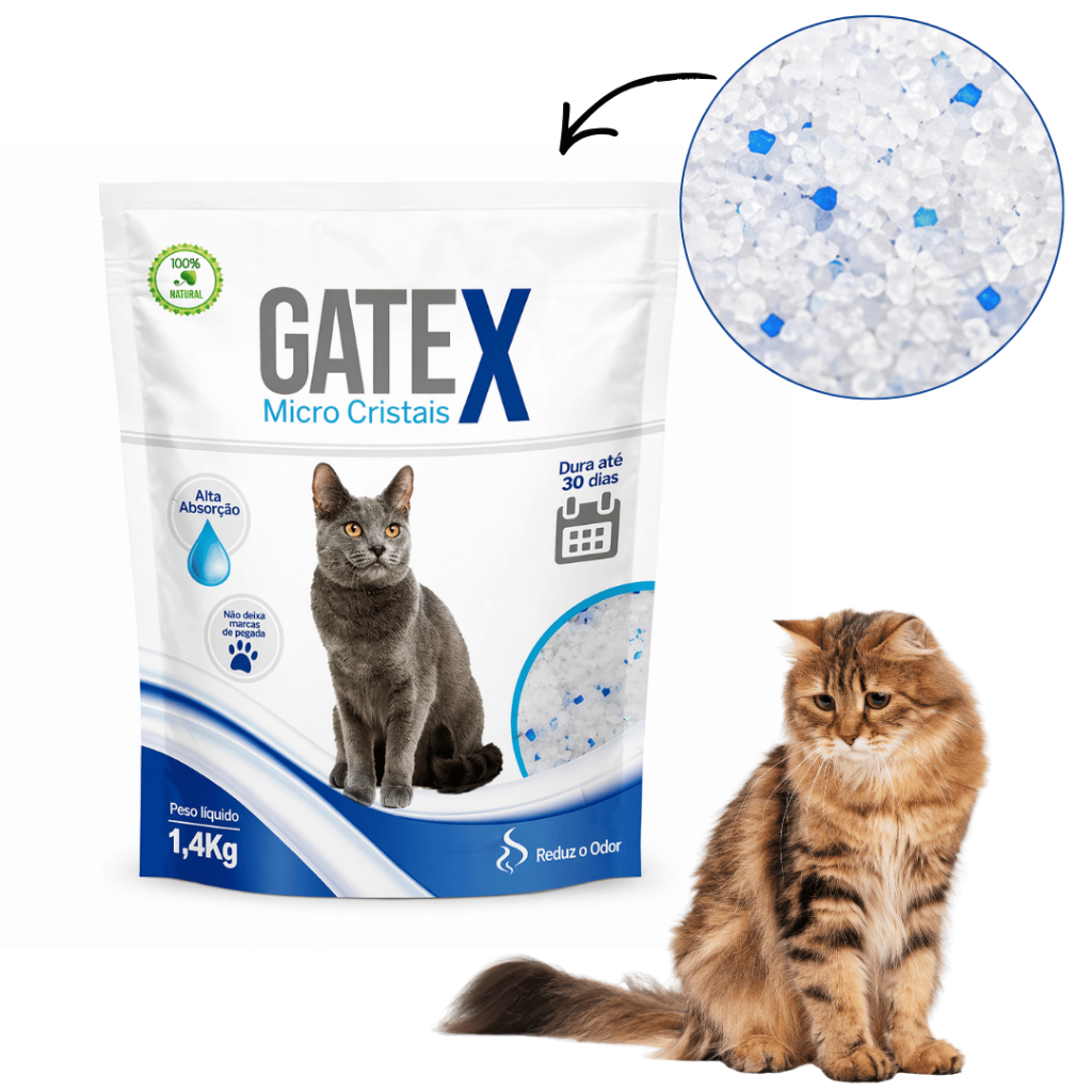 Areia Higiênica Sílica Fina Gatex Micro Cristais 1,4kg para Gatos