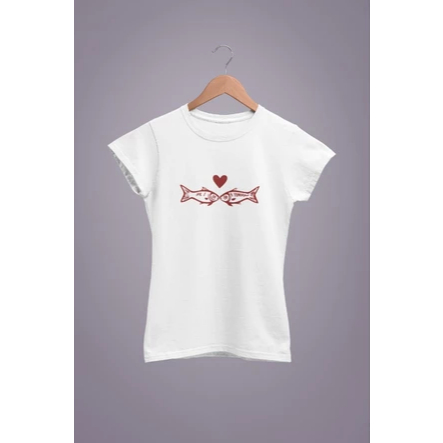 Baby Tee Y2K Feminina- Estampa Dois Peixe, Conforto Elástico e Versátil para Primavera/Verão/Outono