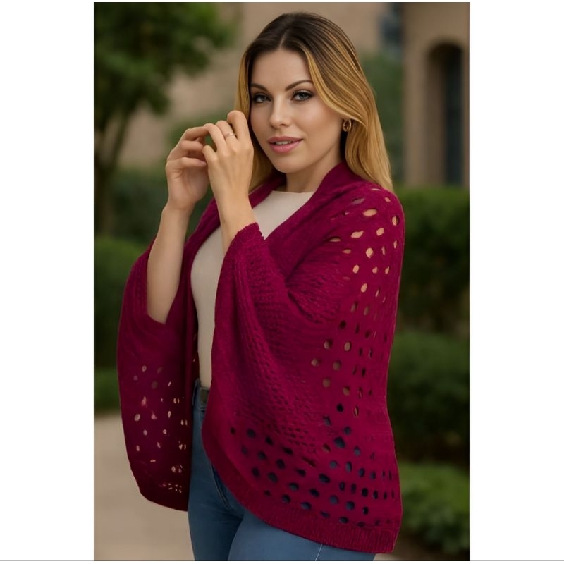 capa rendada crochê casulo moda 2025 poncho inverno frio