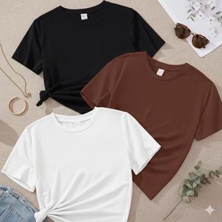 Kit 3 Camiseta Feminina Básica T-Shirt 100% Algodão Envio Imediato Promoção