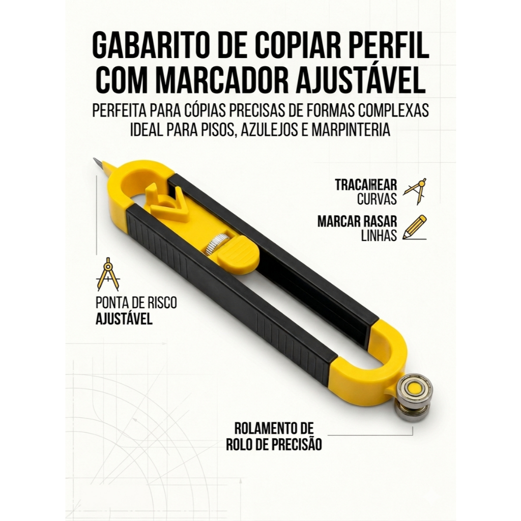 GABARITO DE COPIAR PERFIL COM MARCADOR AJUSTÁVEL