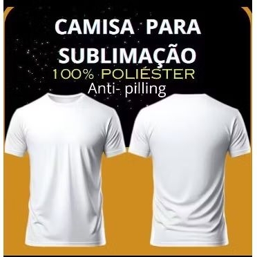 Kit 3 camisetas brancas básica 100% poliéster, Anti-pilling. Sublimação, Silk