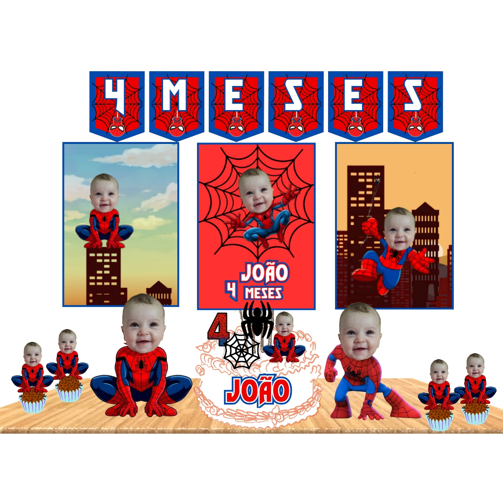 Kit Festa Homem Aranha com rostinho Só um bolinho