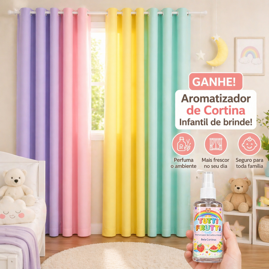 Cortina Bella Colorida Oxford Arco-íris 600x310 Sala/Quarto Para Varão | Cortina Infantil/Decoração
