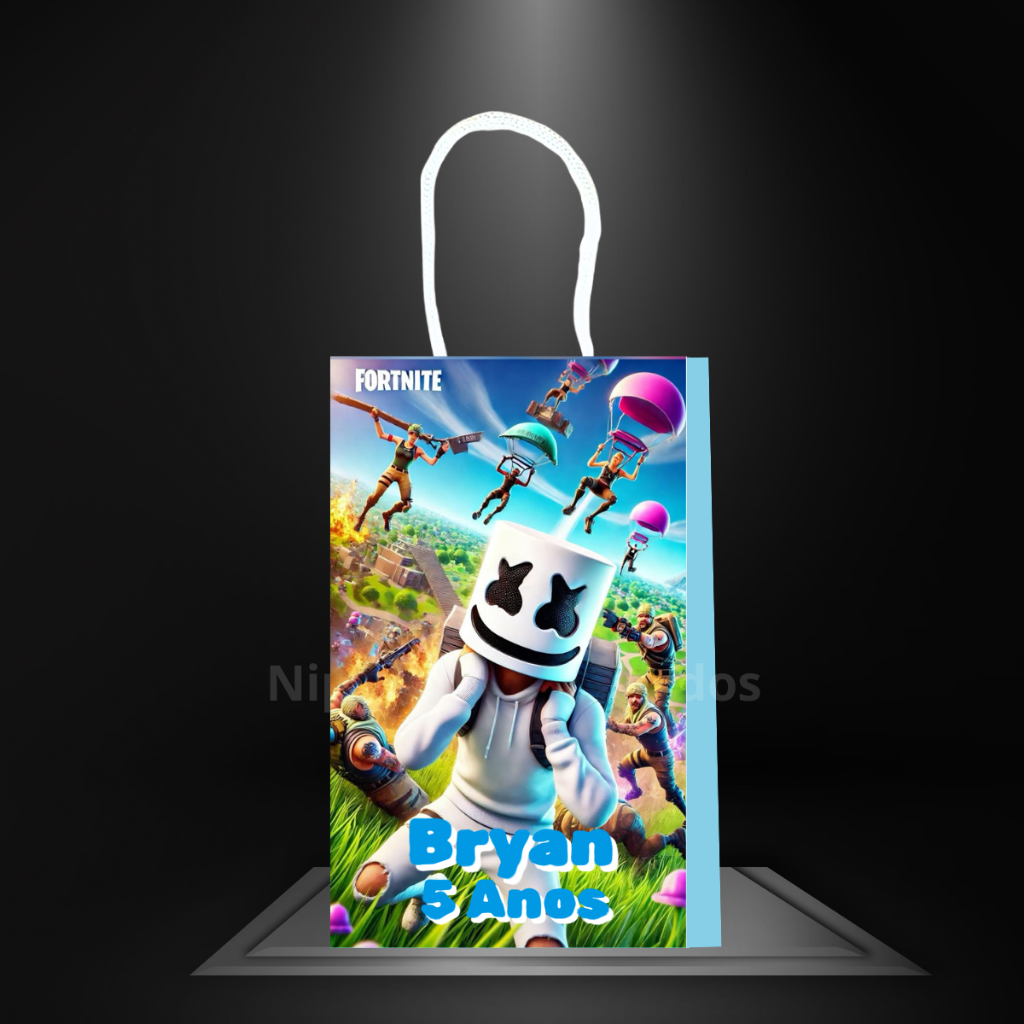 Sacolinha Fortnite game jogos personalizada aniversario lembrancinha sacola surpresa ( PEGUE E MONTE )