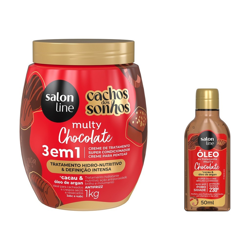 Kit Multy Creme de Tratamento + Óleo Reparador Chocolate em Oferta na Shopee