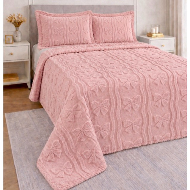 Kit Colcha Cobre Leito aconchego 3 Pçs Manta Casal Queen 240 x 260 Canelada 2 Porta Travesseiro