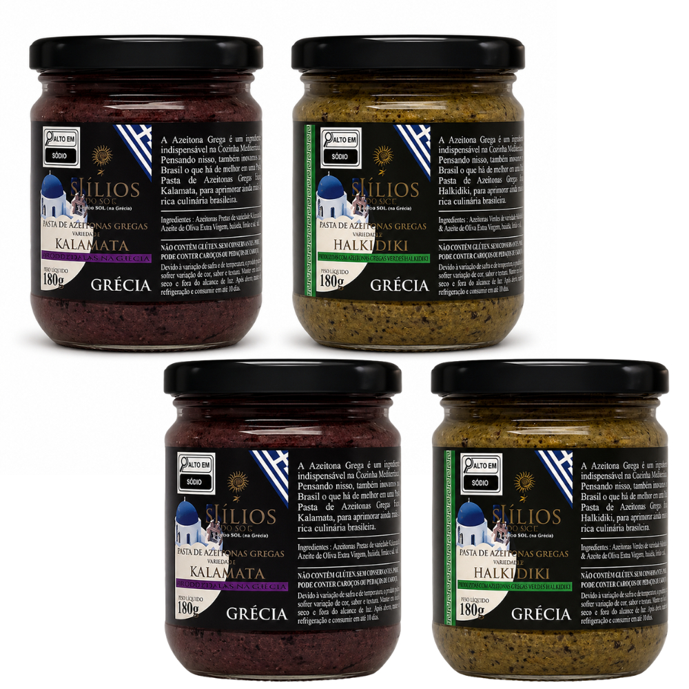 Kit 2 Duo Pasta de Azeitonas Gregas 2x180g – Preta + Verde Aperitivo Gourmet