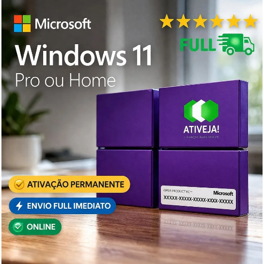 Chave de Ativação Original Windows 11 Pro Retail - Sistema Operacional Seguro Licença Digital com NF