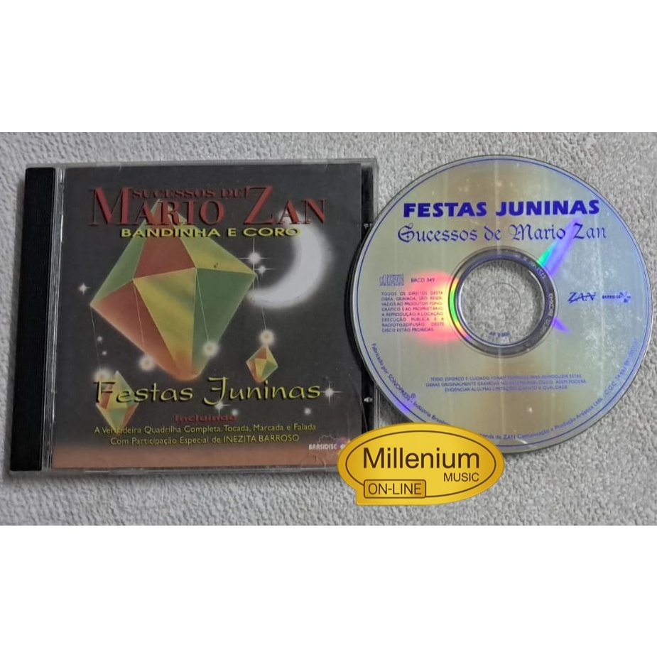CD Mário Zan Inezita Barroso Sucessos Festas Juninas Verdadera Quadrilha 1988 Original Gravadora Ótimo Estado